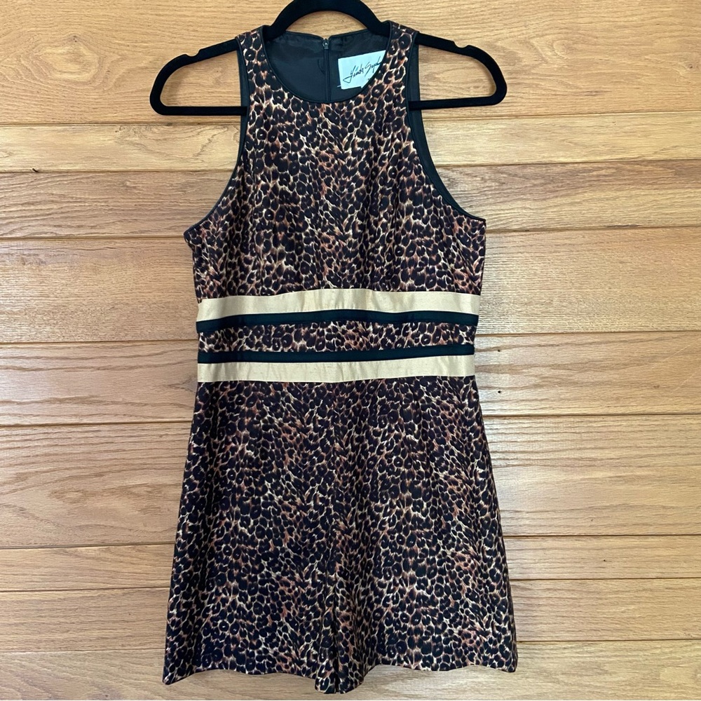 Vintage 90s Linda Segal leopard animal print high neck romper